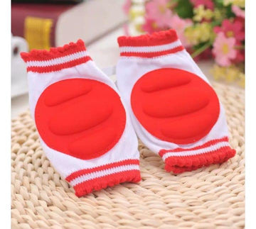 Unisex Cotton Knee Pads pack Of 1 Plain Design in White And Red