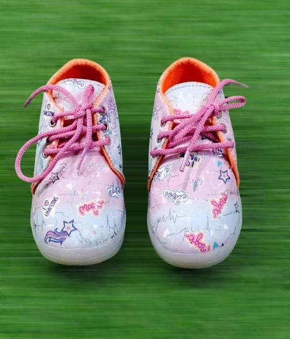 Stylish Unisex Rexine Printed Sneakers For Kids