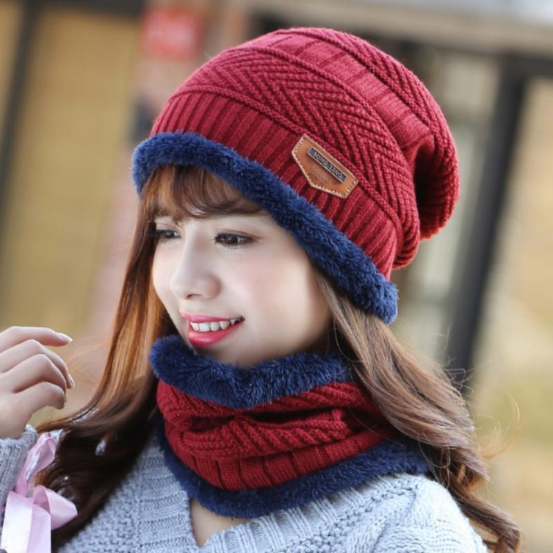 Unisex Casual Wool Cap Neck Collar Set 2 Pc