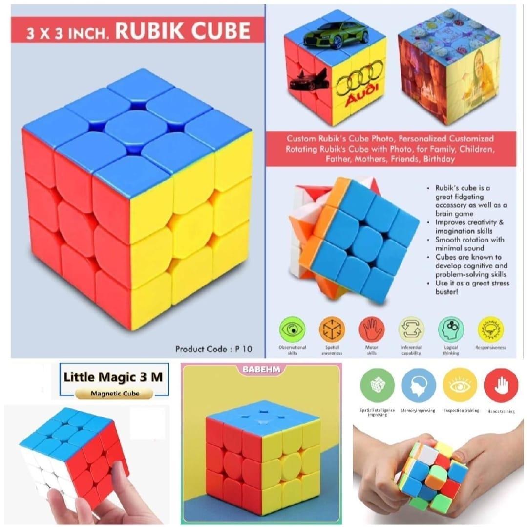 Colorful 1 Pc Plastic Rubik Cube For Kids (Age 1-12) Fun Brain Teaser