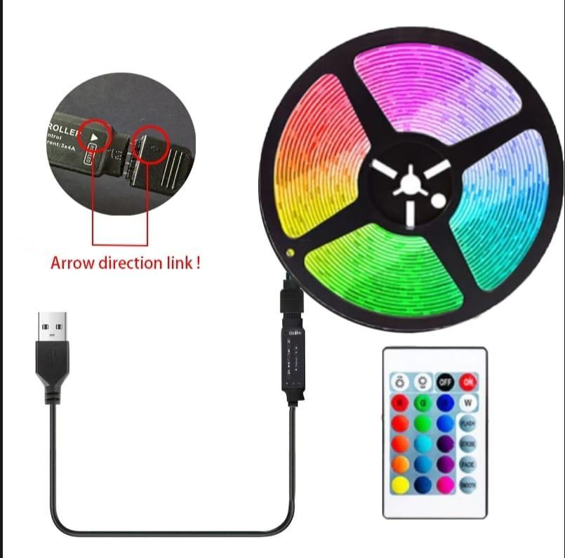 Multicolor LED USB Light Strip With Remote control 16.4 ft