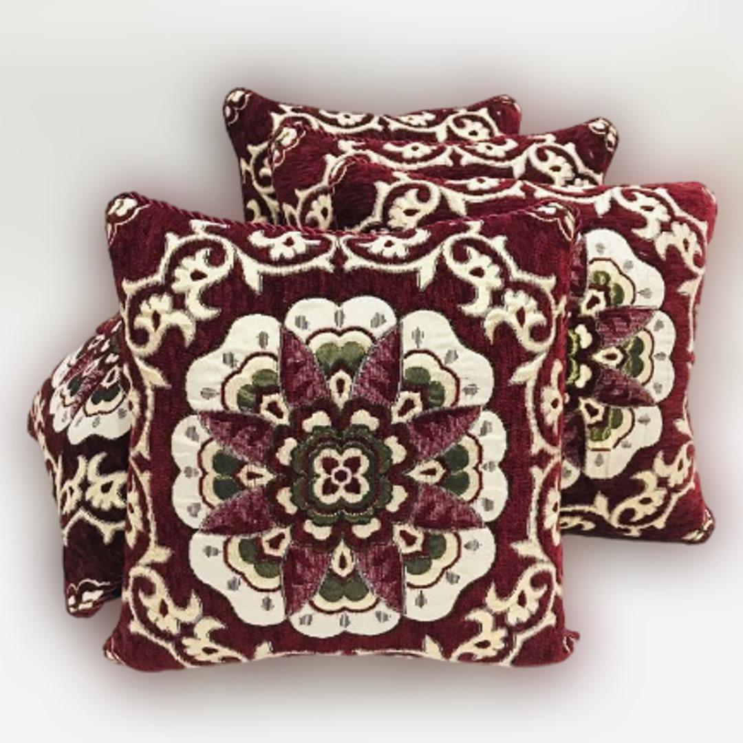 5 Pc  Velvet Jacquard Embroidered Cousion Cover