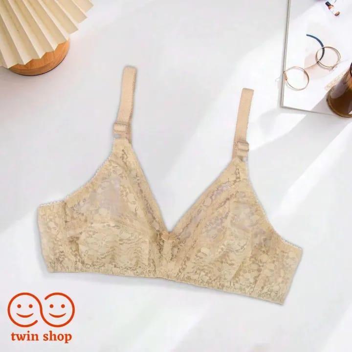 Net Sequins Comfortable And Breathable Non -Padded Bra