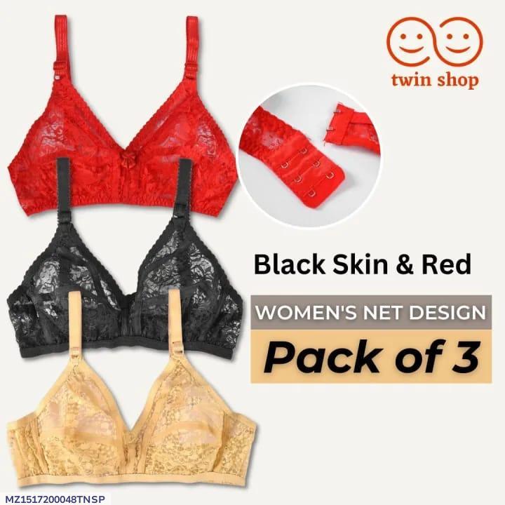 Net Sequins Comfortable And Breathable Non -Padded Bra